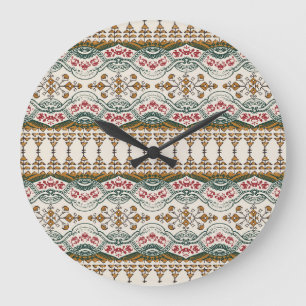 Relógio Grande Elegante Borda Floral de Boho Étnica