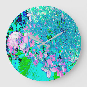 Relógio Grande Elegante Cor-de-rosa e azul