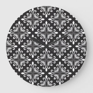 Relógio Grande Elegante Damask: Deco de Arte Floral