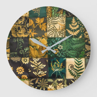 Relógio Grande ✨Elegante Design de Patchwork Botânico Floral