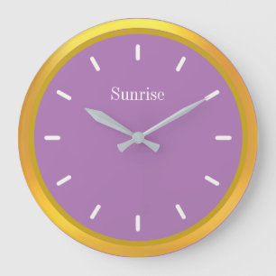 Relógio Grande Elegante Dourado e Violeta