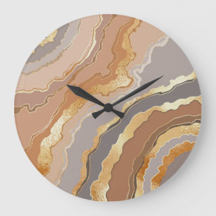 Relógio Grande Elegante Dourado Marble: Fundo Estilizado.
