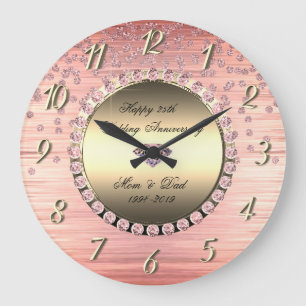 Relógio Grande Elegante Festivo Diamantes 25º Aniversário de Casa