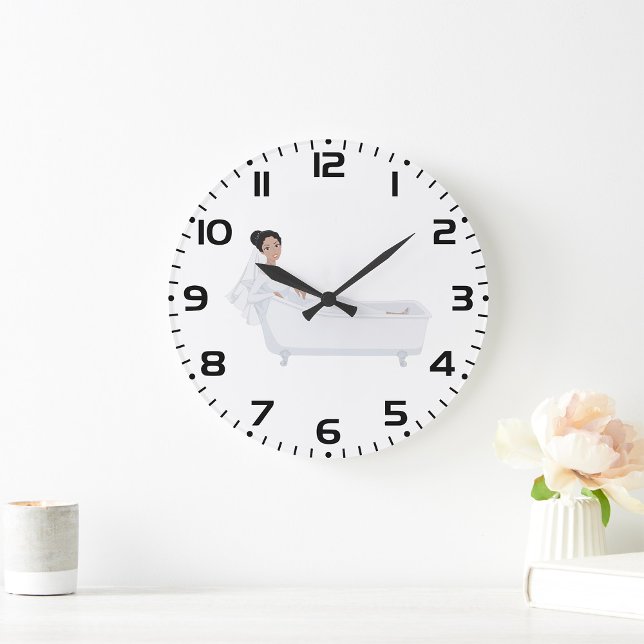 Relógio Grande Elegante Noiva Relaxando em Bathtub Wedding Design (Criador carregado)