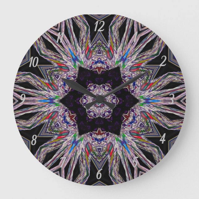 Relógio Grande Elegante Purple Faux Gemstone Design (Frente)