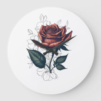 Relógio Grande Elegante Rosa Vintage – Design de Camiseta de Arte