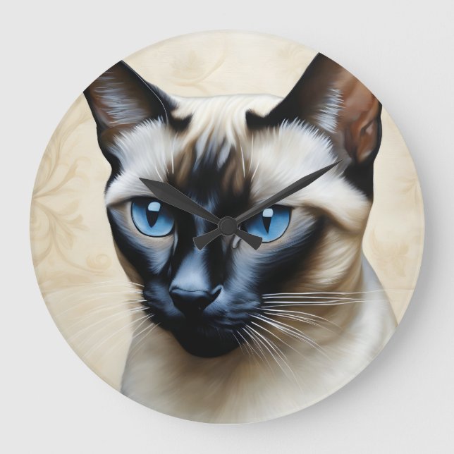 Relógio Grande Elegante Siamese Cat (Frente)