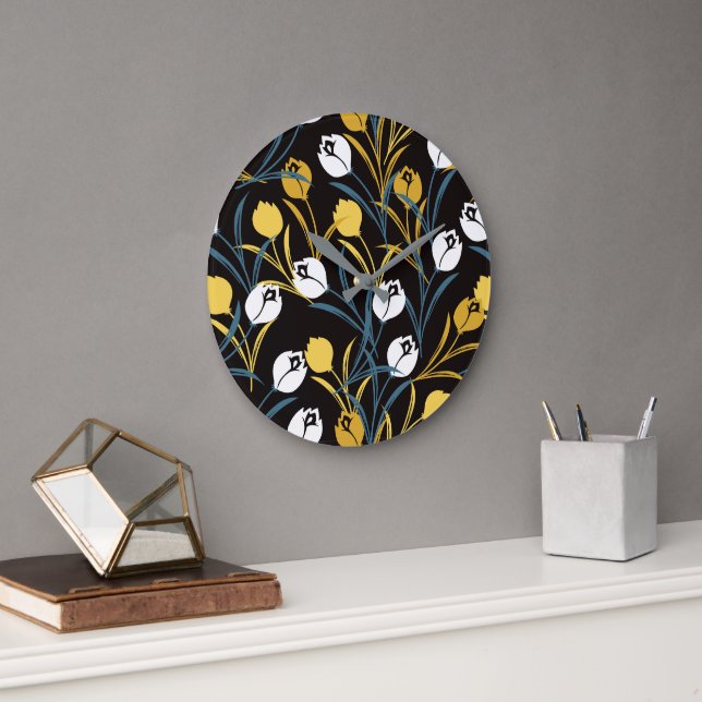 Relógio Grande Elegante Tulip Floral (Escritório)