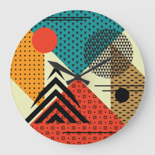 Relógio Grande Elementos Geométricos Trendy, Estilo Retroativo.