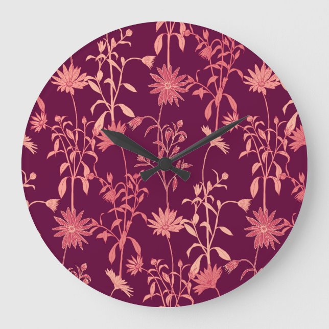 Relógio Grande Elementos Separados: Vintage Floral (Frente)