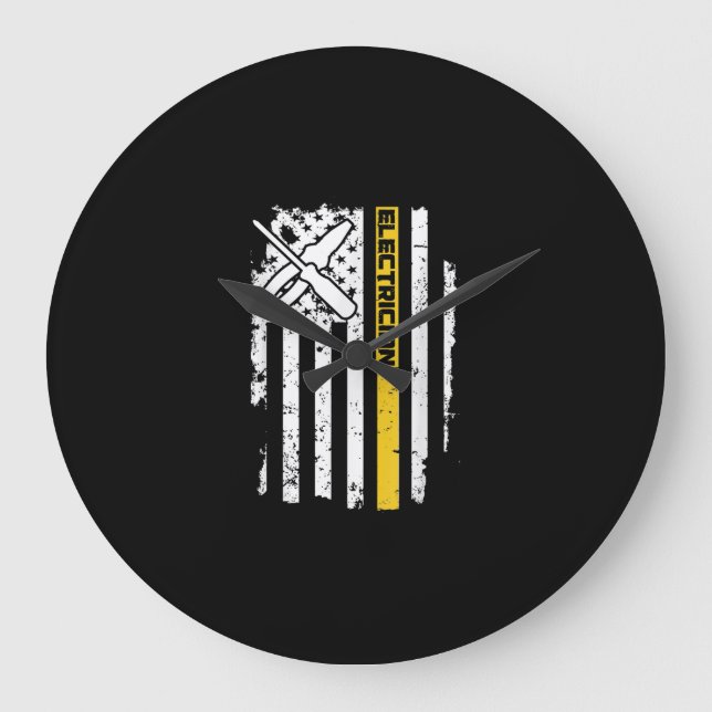 Relógio Grande Elétrico EUA Flag American Electrical Gift (Frente)