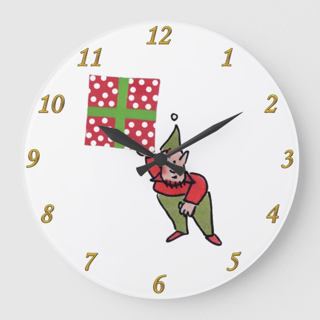 Relógio Grande Elf Com Bolinhas Gift wall clock (Frente)
