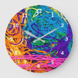 Relógio Grande Emaranhados de Fio Crochê Tricô Artesanato Fotogra