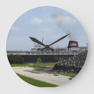 Relógio Grande Embarcação de carvão SS em Manitowoc Wall Clock