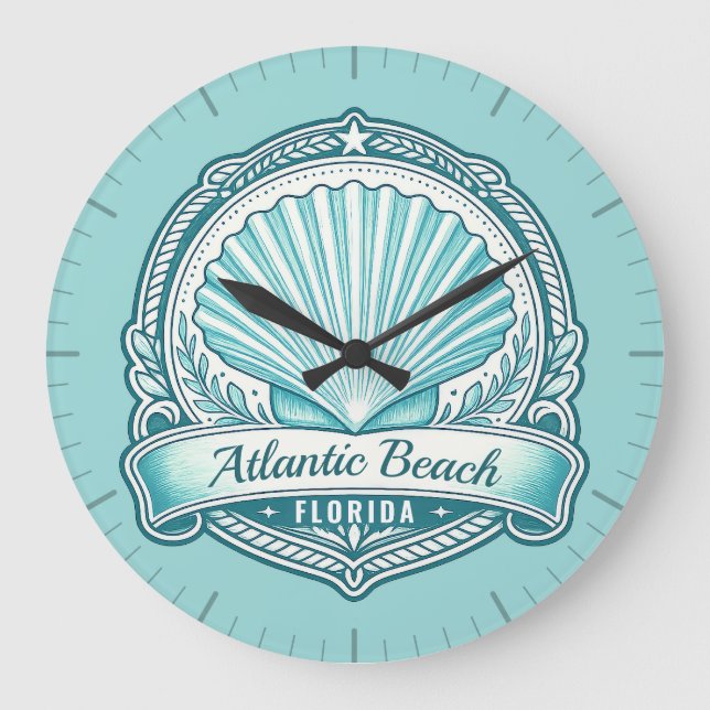 Relógio Grande Emblema Costeiro de Atlantic Beach FL (Frente)