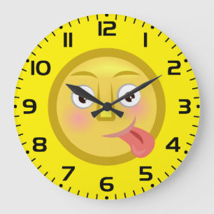 Relógio Grande Emoji Cara Divertida e Tolta com Língua para Fora