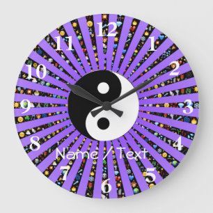 Relógio Grande Emoji do roxo de Yin e de Yang