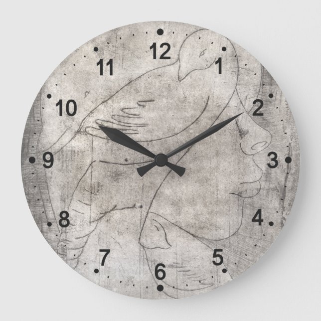 Relógio Grande Encantando Impressão Negra e Branca: Menina Entre (Frente)