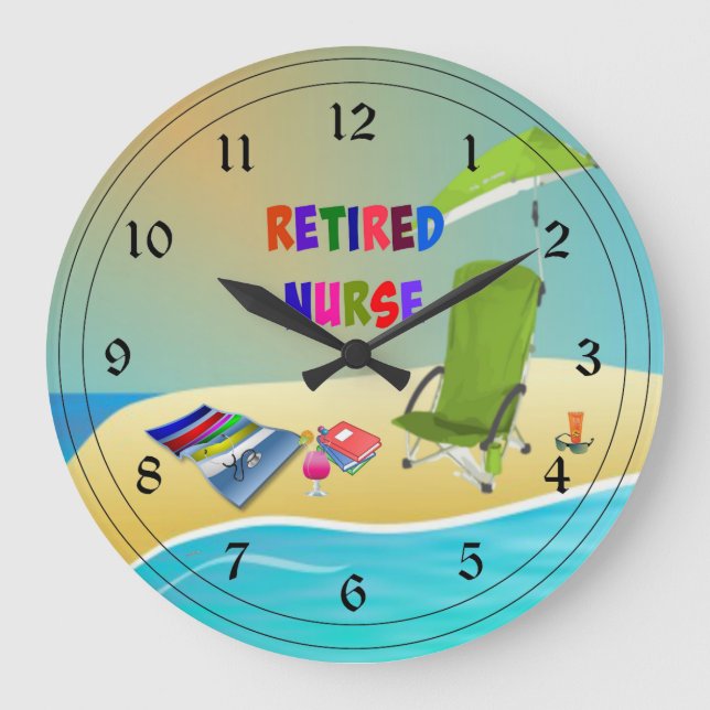 Relógio Grande Enfermeira aposentada, divertida no Sol (Frente)