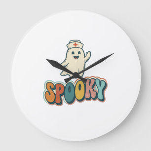 Relógio Grande Enfermeira de Halloween Fantasma Assustador Retro