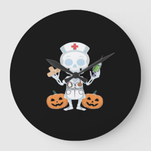 Relógio Grande Enfermeira Halloween Skeleton Engraçado Piada Esse