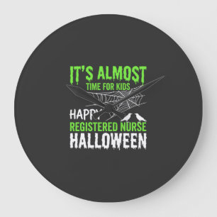 Relógio Grande Enfermeira Registrada Halloween Teia de Aranha e C