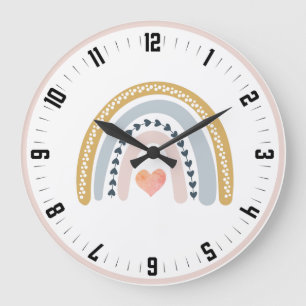 Relógio Grande Enfermeiro-Arco-Íris de Pastel Boho-Cento