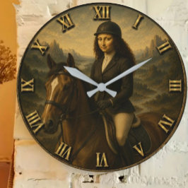 Relógio Grande English Riding Funny Mona Lisa Equestrian Rider Gi