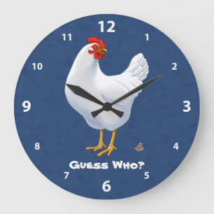 Relógio Grande Engraçado Adivinha Quem Chicken Poo White