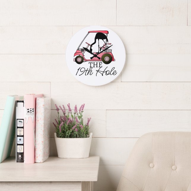 Relógio Grande Engraçado Carrinho de Golfe de 19 Buracos Flamingo (Sala de leitura)
