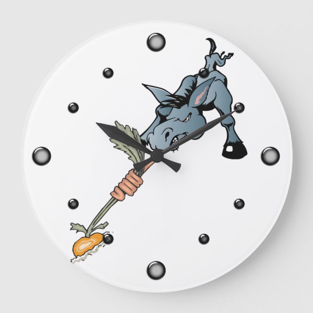 Relógio Grande Engraçado Donkey e Carrot Wall Clock (Frente)