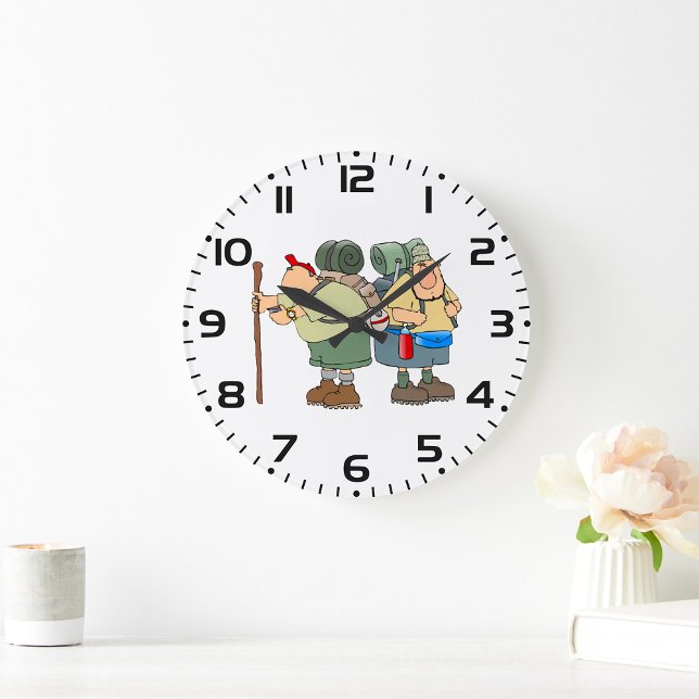 Relógio Grande Engraçado Hikers ao ar livre acampando humor (Criador carregado)