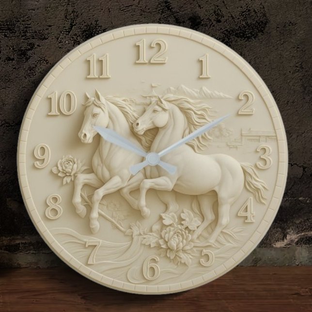 Relógio Grande Equestrian White horse marble  (Criador carregado)