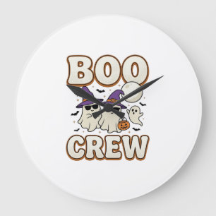 Relógio Grande Equipe Boo Fantasma Halloween Design Vetorial Vint