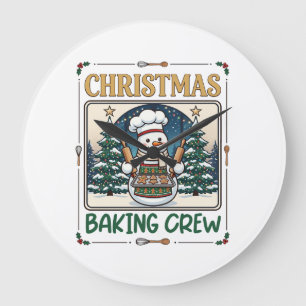 Relógio Grande Equipe de Confeitaria de Natal Boneco de Neve Chef