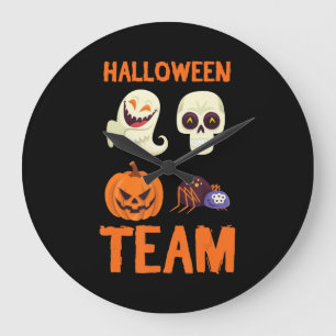 Relógio Grande Equipe de Halloween Skeleton Pumpkin Ghost Spider