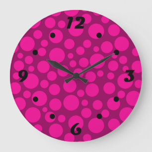 Relógio Grande Ervilhas cor-de-rosa grandes