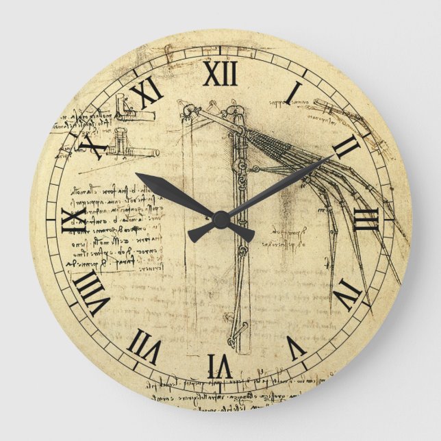 Relógio Grande Esboço da Ala de Leonardo da Vinci sobre Máquina V (Frente)