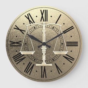 Relógio Grande Escalas Elegantes da Justiça  Metálico Dourado g