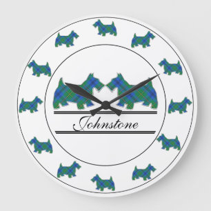 Relógio Grande Escocês Clã Johnstone Tartan Scottie Dogs