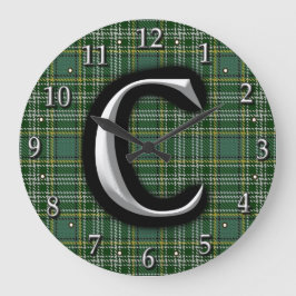 Relógio Grande Escocês Clan Currie - Letra C Monograma Tartan