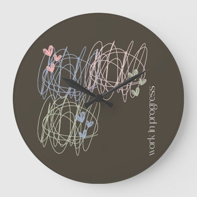 Relógio Grande Escribble e corações - Trabalho em andamento (Frente)