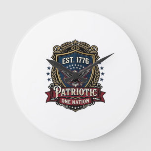 Relógio Grande Escudo de Batalha Patriótico 1776 Símbolo Inspirad