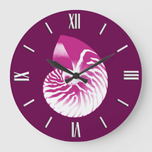 Relógio Grande Escudo do nautilus - roxo e branco da beringela