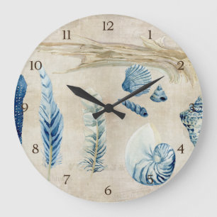 Relógio Grande Escudos da aguarela do bloco de desenho da praia