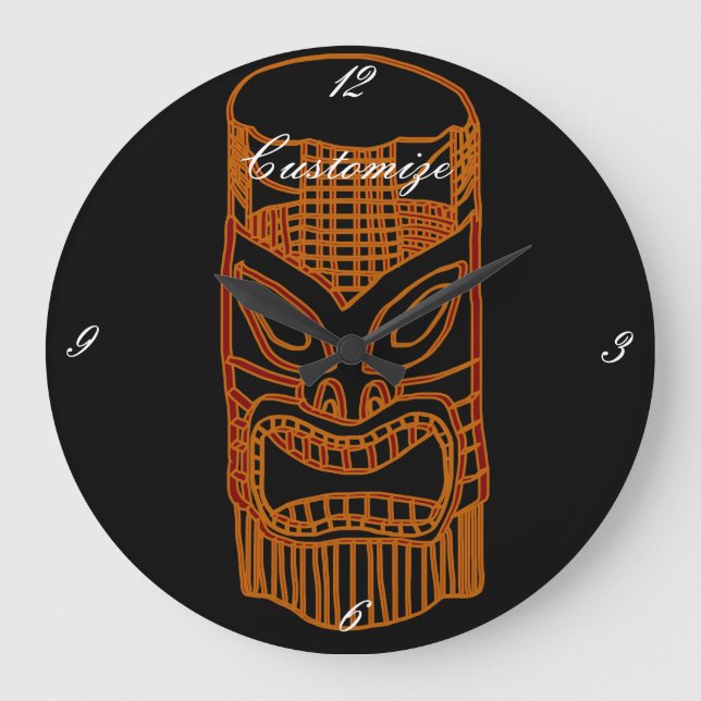 Relógio Grande Escultura Dourado Thunder_Cove de Tiki (Frente)