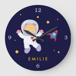 Relógio Grande Espaço da menina do astronauta temático