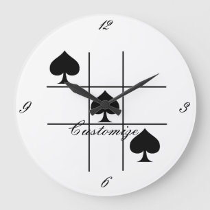 Relógio Grande Espadas Pretas Tic Tac Toe Thunder_Cove