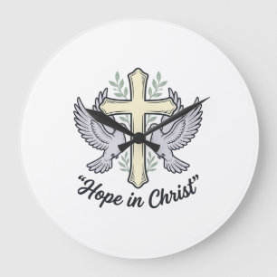 Relógio Grande Esperança em Cristo Pombo Cruz Design Cristão Vint