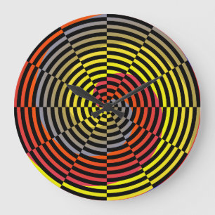 Relógio Grande Espiral Azul Amarelo Vermelho por Kenneth Yoncich
